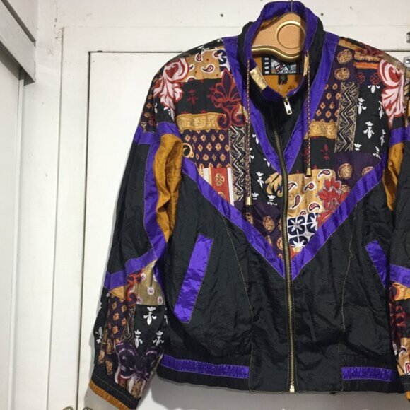 BRAND NEW VINTAGE RIVER EDGES PATCHWORK WINDBREAKER JACKETS SIZE M - Picture 7 of 12